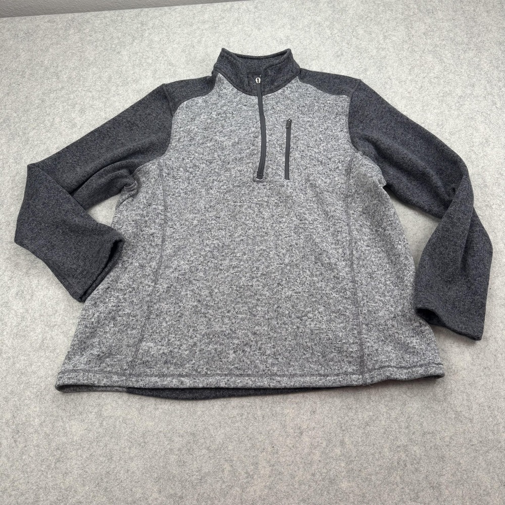Woolrich Pullover Mens 2XL Gray Heather Fleece 1/4 Zip Long *MISSING ZIP PULL*
